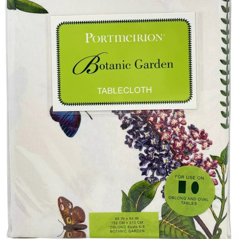 PORTMEIRION 60" x 84" Cotton Blend Botanic Garden Floral Designer Tablecloth NEW